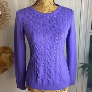New Talbots Purple Lambswool Cable Knit Sweater Sz SP